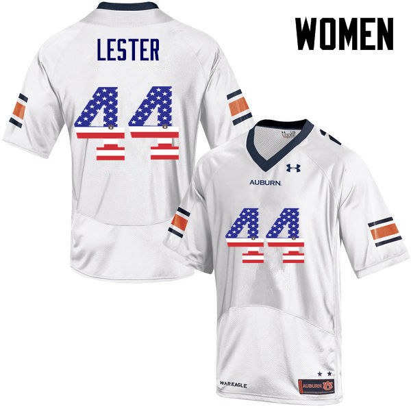 Auburn Tigers Women's Raymond Lester #44 White Under Armour Stitched College USA Flag Fashion NCAA Authentic Football Jersey JYI8774RZ